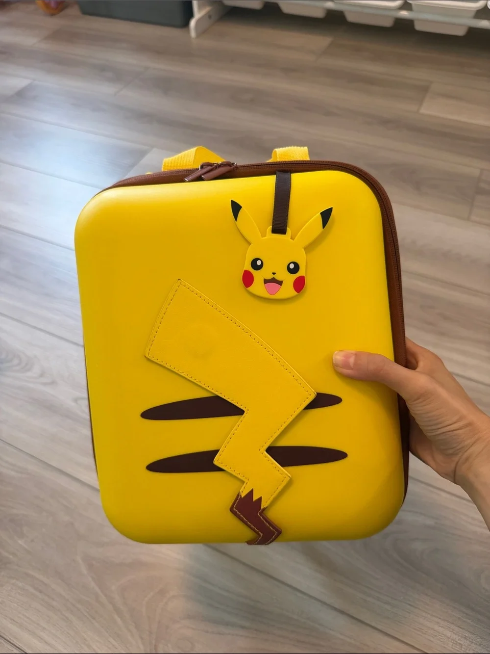 Yellow Pikachu-Themed Kids Backpack with Lightning Tail Accent
